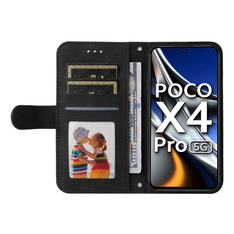 Kožené Puzdro Poco X4 Pro 5G Nity A Remienok Z Umelej Kože