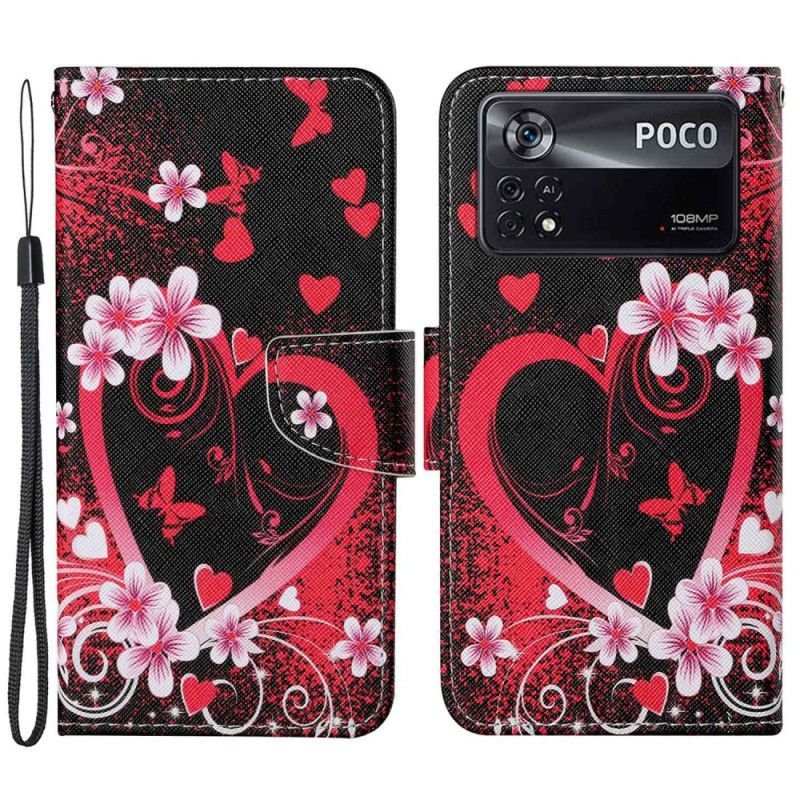 Kožené Puzdro Poco X4 Pro 5G Strappy Heart