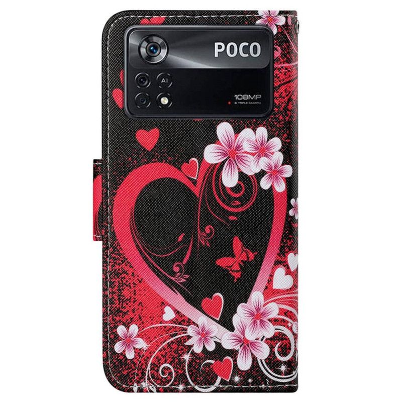 Kožené Puzdro Poco X4 Pro 5G Strappy Heart