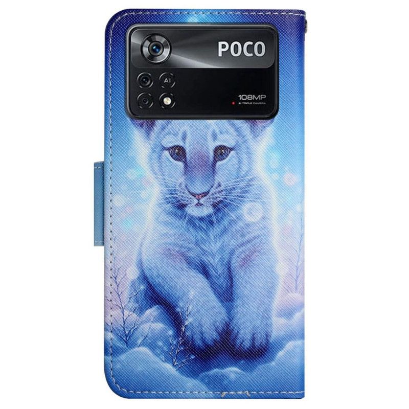 Peňaženkový Kryt Poco X4 Pro 5G Baby Tiger S Popruhom