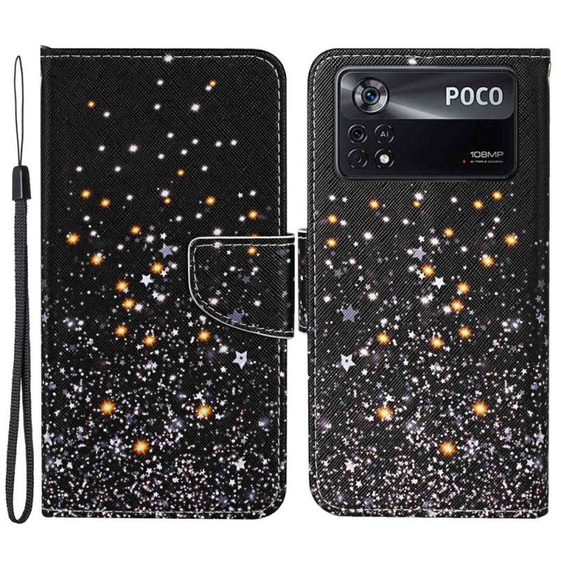 Peňaženkový Kryt Poco X4 Pro 5G Strappy Glitter Effect