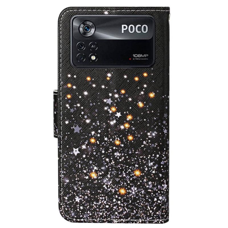 Peňaženkový Kryt Poco X4 Pro 5G Strappy Glitter Effect