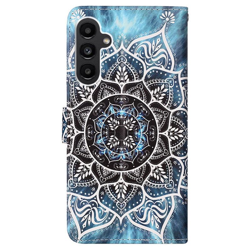 Kožené Puzdro Samsung Galaxy A15 Kvetinová Mandala S Remienkom