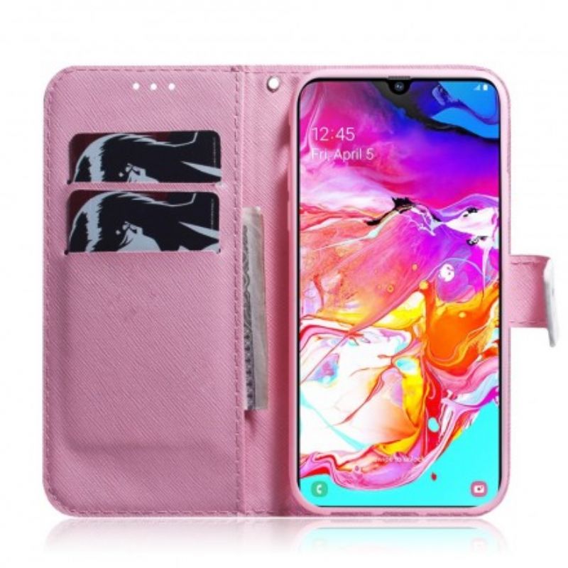 Kožené Puzdro Samsung Galaxy A70 Kvet Dusty Pink