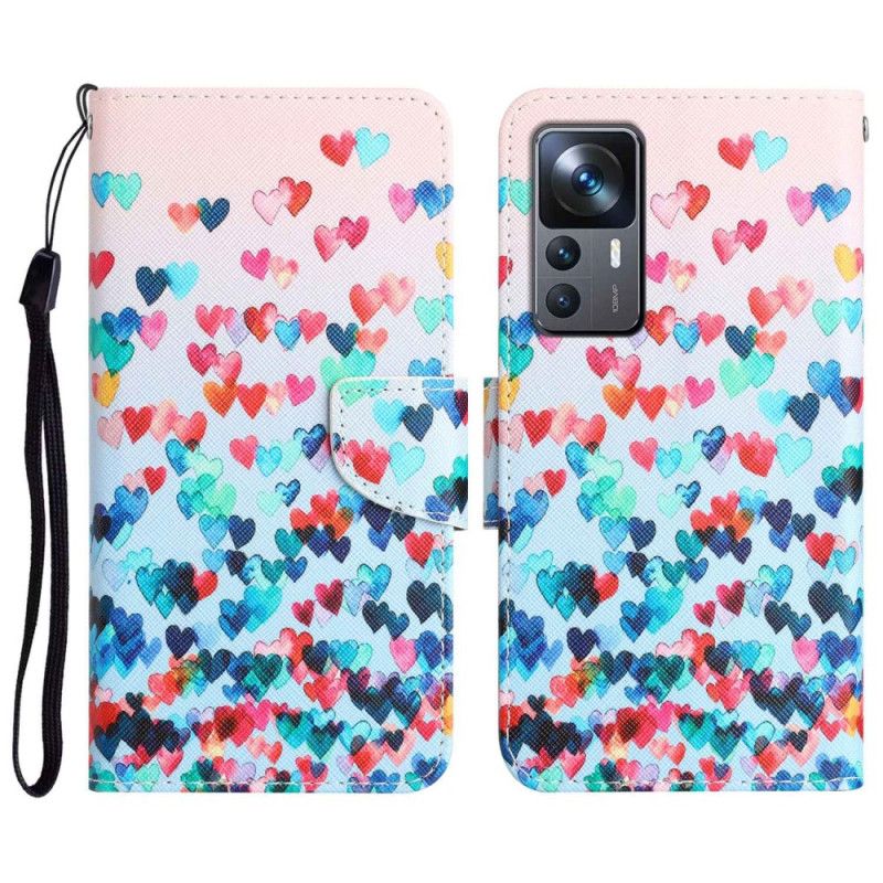 Kožené Puzdro Xiaomi 12T / 12T Pro Strappy Hearts