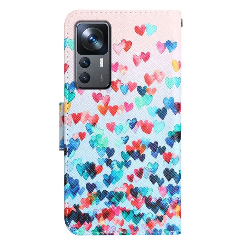 Kožené Puzdro Xiaomi 12T / 12T Pro Strappy Hearts