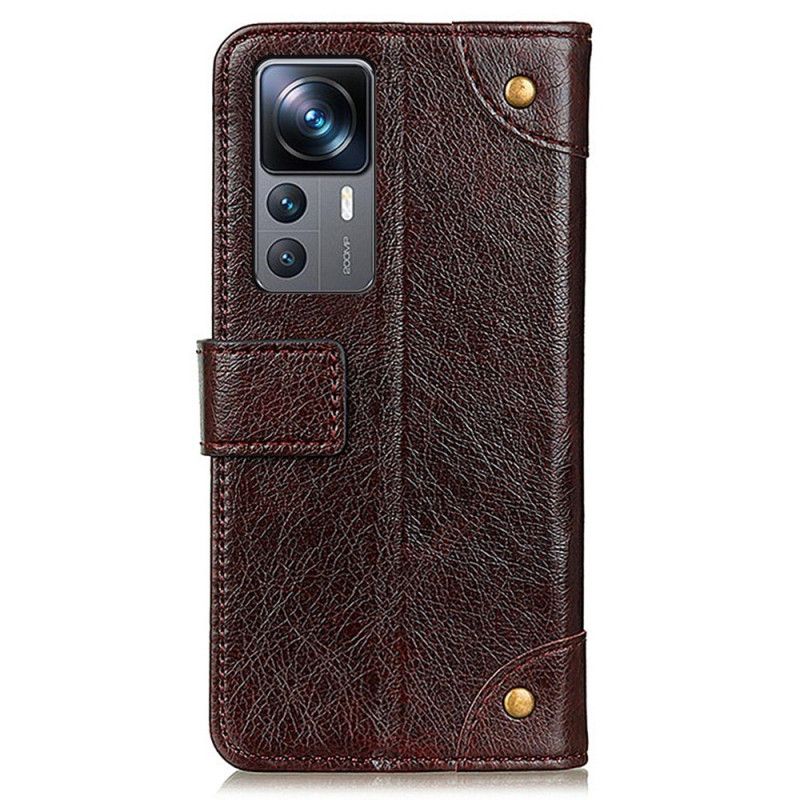 Kožené Puzdro Xiaomi 12T / 12T Pro Vintage Nity Z Kože Nappa