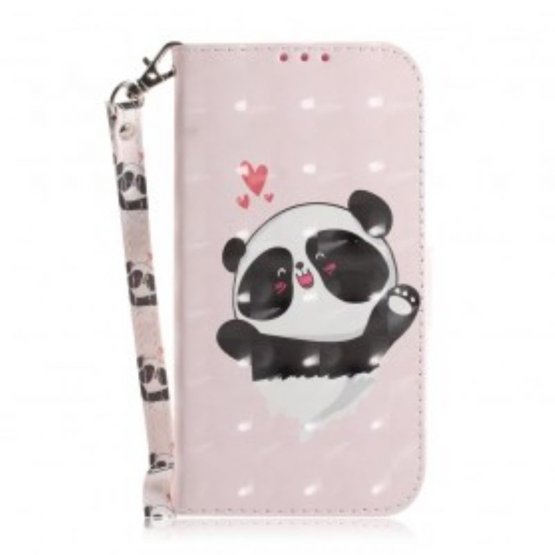 Kožené Puzdro Samsung Galaxy A50 Panda Love With Lanyard