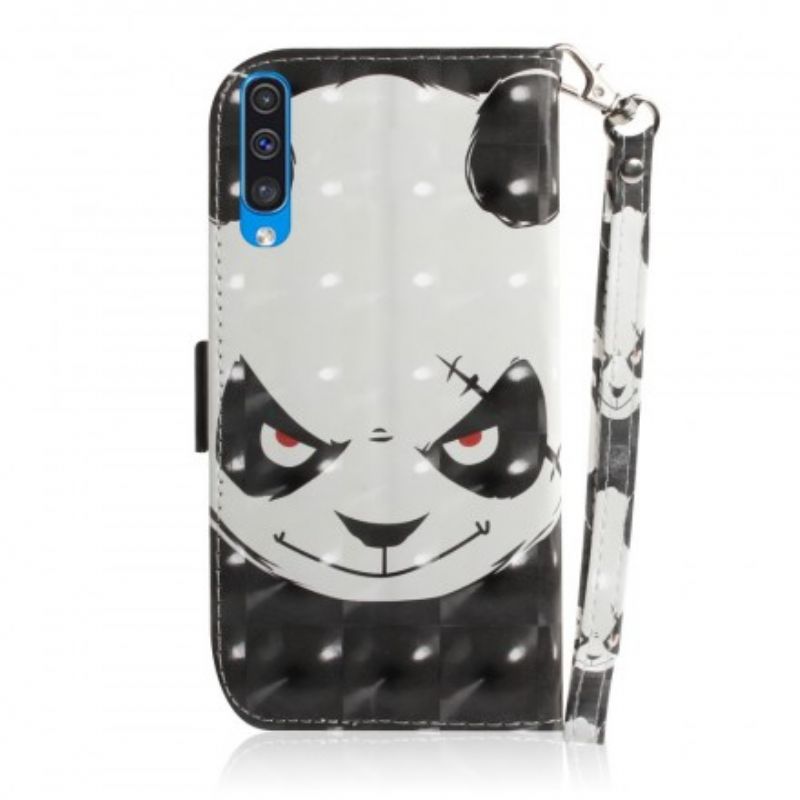 Peňaženkový Kryt Samsung Galaxy A50 Angry Panda With Lanyard