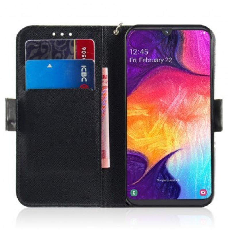 Peňaženkový Kryt Samsung Galaxy A50 Angry Panda With Lanyard