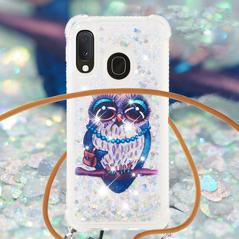 Kryt Samsung Galaxy A20e Flitrová Šnúrka Slečna Owl