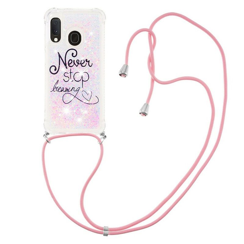 Kryt Samsung Galaxy A20e Never Stop Glitter Drawstring