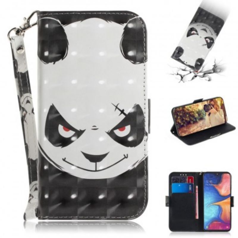 Peňaženkový Kryt Samsung Galaxy A20e Angry Panda With Lanyard