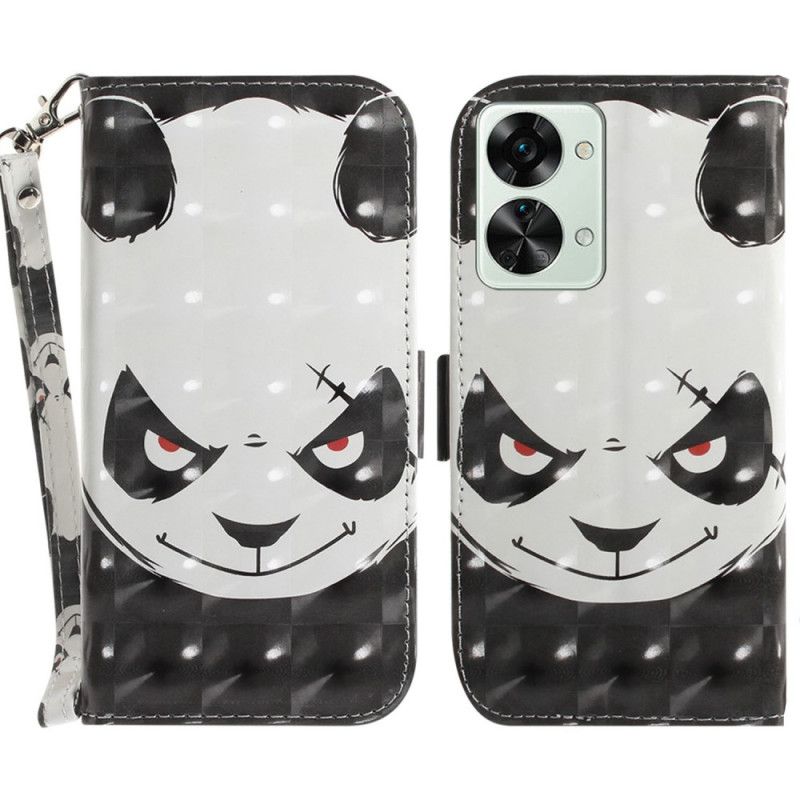 Kožené Puzdro OnePlus Nord 2T 5G Angry Panda With Lanyard