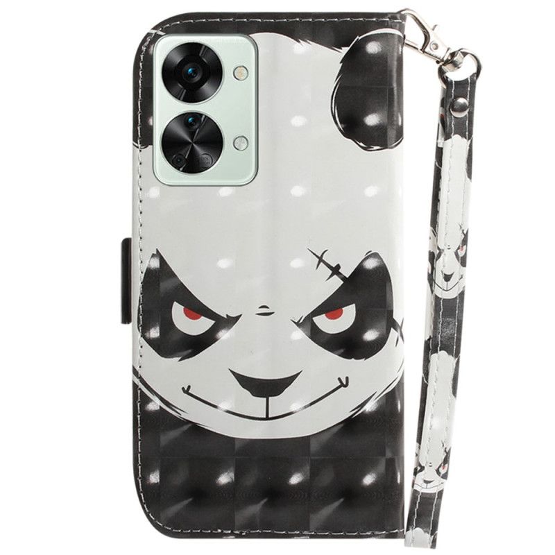 Kožené Puzdro OnePlus Nord 2T 5G Angry Panda With Lanyard