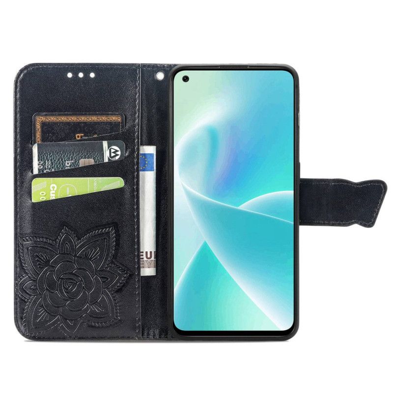 Kožené Puzdro OnePlus Nord 2T 5G Držiak Karty Butterfly Lanyard