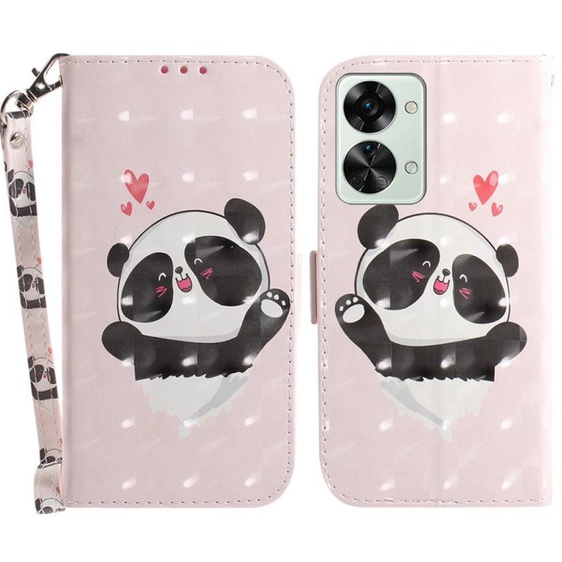 Kožené Puzdro OnePlus Nord 2T 5G Panda Love With Lanyard