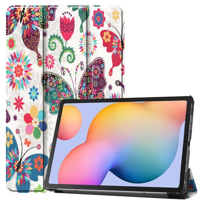 Kryt Samsung Galaxy Tab S6 Lite Retro Motýle A Kvety