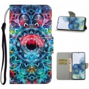 Kožené Puzdro Samsung Galaxy S21 Ultra 5G Okázalá Strappy Mandala