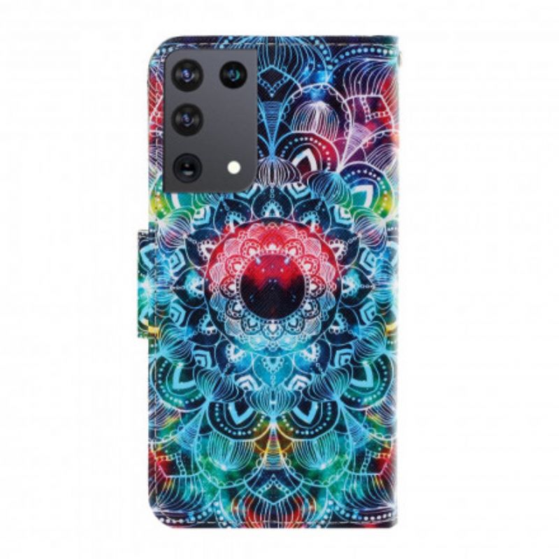 Kožené Puzdro Samsung Galaxy S21 Ultra 5G Okázalá Strappy Mandala