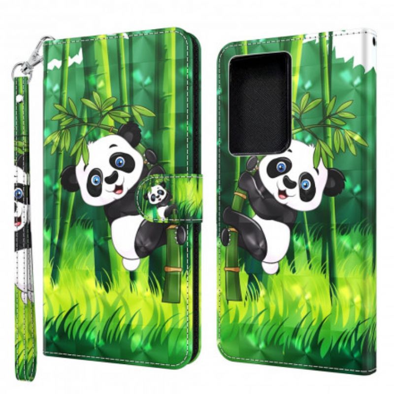 Kožené Puzdro Samsung Galaxy S21 Ultra 5G Panda A Bambus