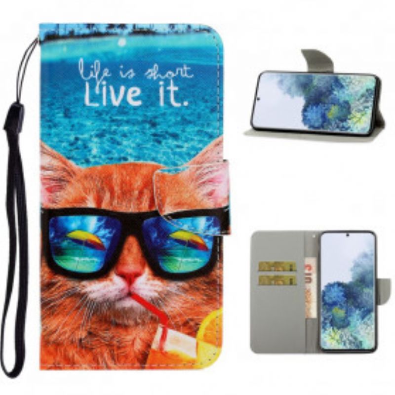 Peňaženkový Kryt Samsung Galaxy S21 Ultra 5G Cat Live It Strappy