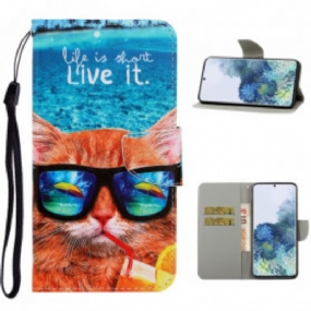 Peňaženkový Kryt Samsung Galaxy S21 Ultra 5G Cat Live It Strappy