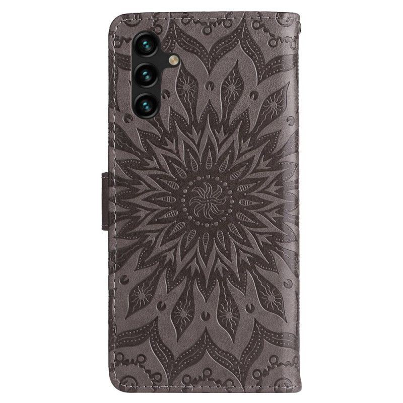 Kožené Puzdro Samsung Galaxy A14 / A14 5G Mandala Sun So Šnúrkou