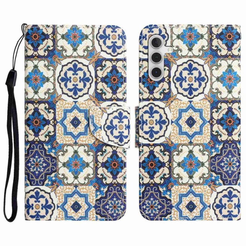 Kožené Puzdro Samsung Galaxy A14 / A14 5G Patchwork Na Popruhoch