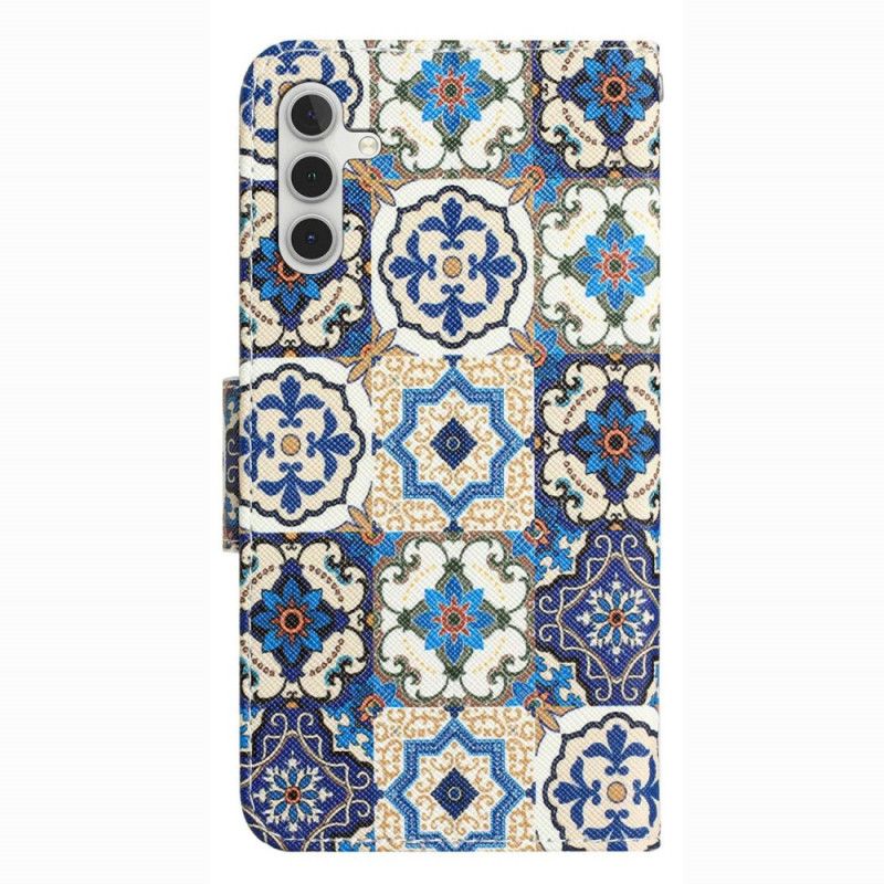 Kožené Puzdro Samsung Galaxy A14 / A14 5G Patchwork Na Popruhoch