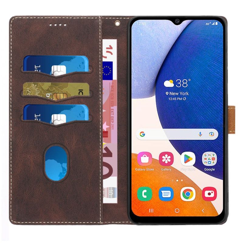 Kožené Puzdro Samsung Galaxy A14 / A14 5G Remienok Vzor