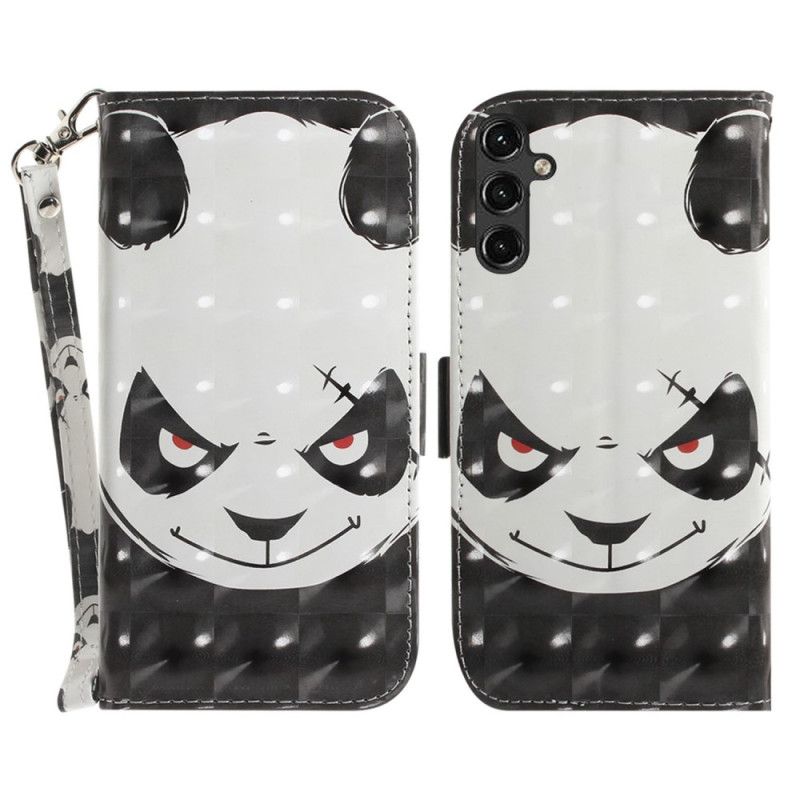 Peňaženkový Kryt Samsung Galaxy A14 / A14 5G Angry Panda With Lanyard