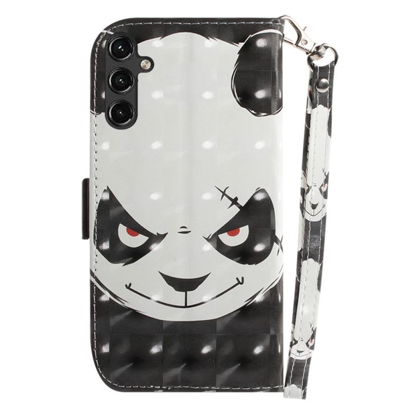 Peňaženkový Kryt Samsung Galaxy A14 / A14 5G Angry Panda With Lanyard