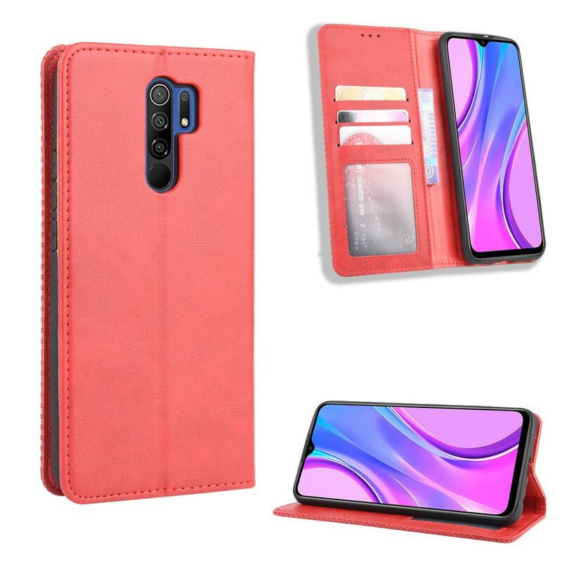 Flipové Puzdro Xiaomi Redmi 9 Kožené Puzdro Štylizovaný Efekt Vintage Kože