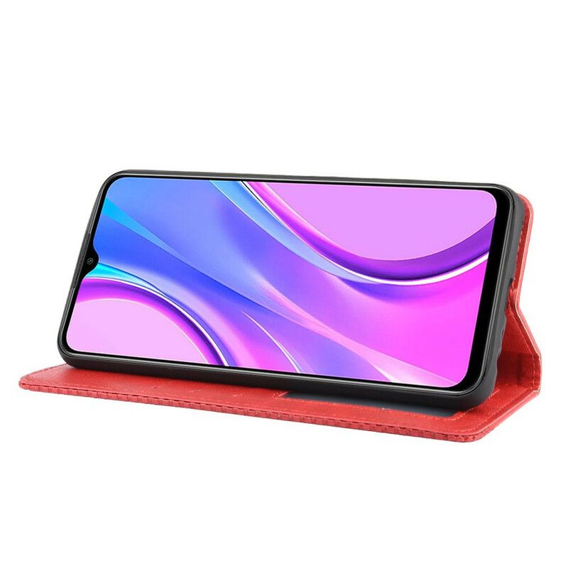 Flipové Puzdro Xiaomi Redmi 9 Kožené Puzdro Štylizovaný Efekt Vintage Kože