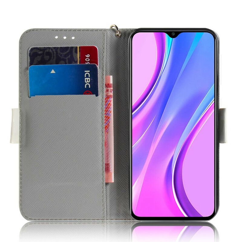 Kožené Puzdro Xiaomi Redmi 9 Kvitnúca Vetva S Popruhom