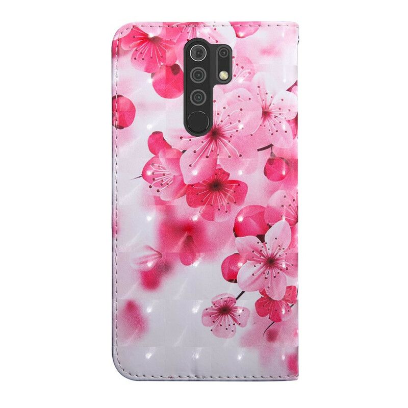 Kožené Puzdro Xiaomi Redmi 9 Ružové Kvety