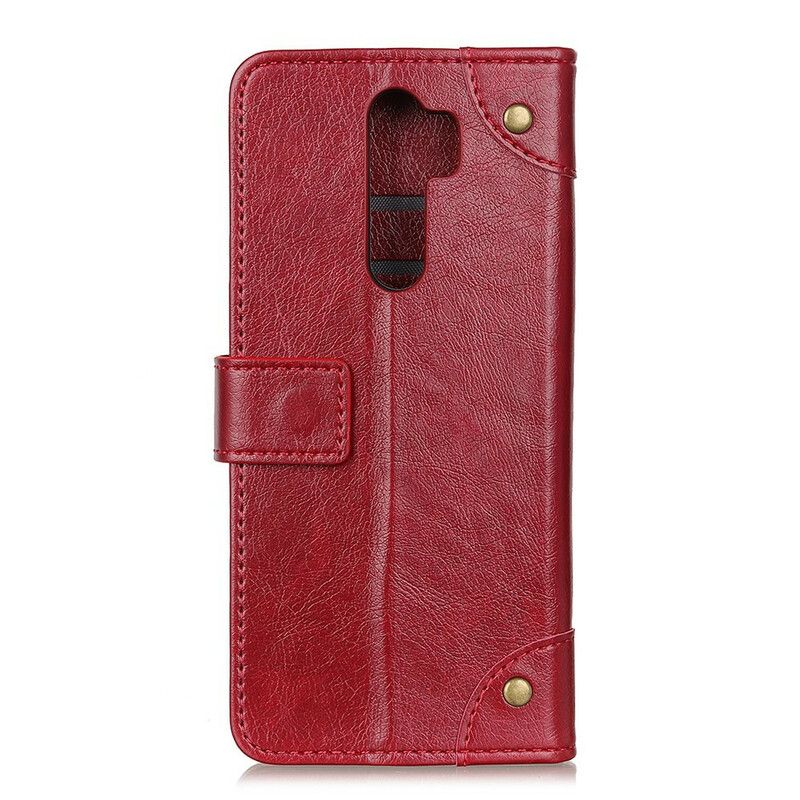 Peňaženkový Kryt Xiaomi Redmi 9 Vintage Nity Z Kože Nappa