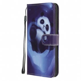 Kožené Puzdro iPhone 12 Mini Panda Space So Šnúrkou