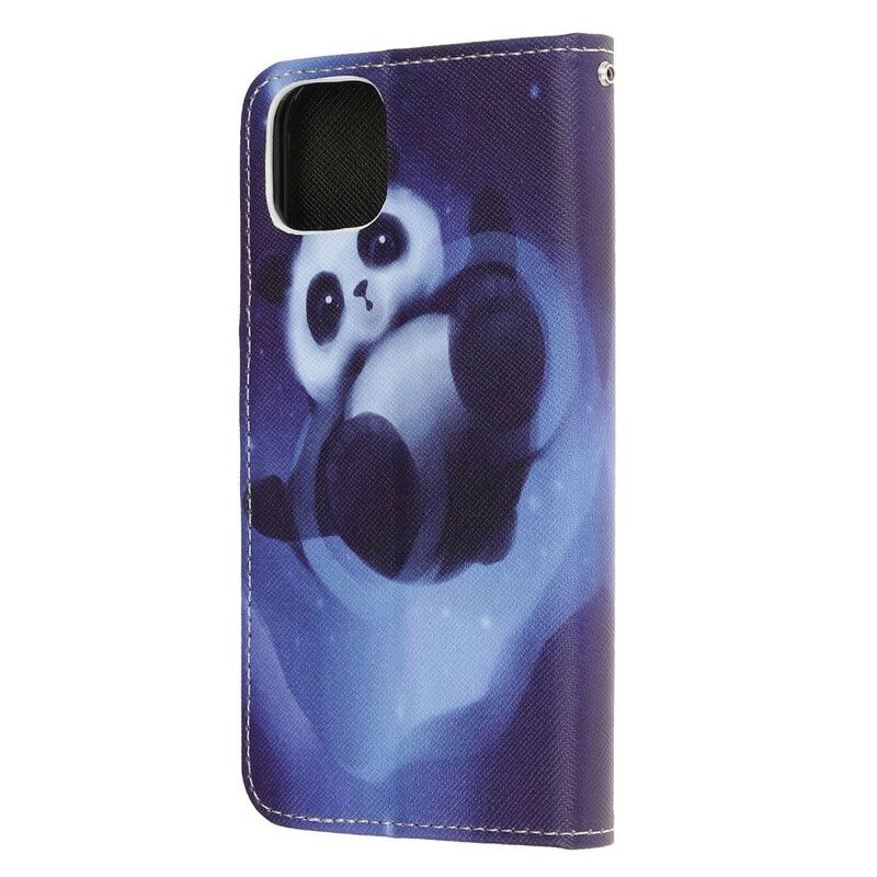 Kožené Puzdro iPhone 12 Mini Panda Space So Šnúrkou