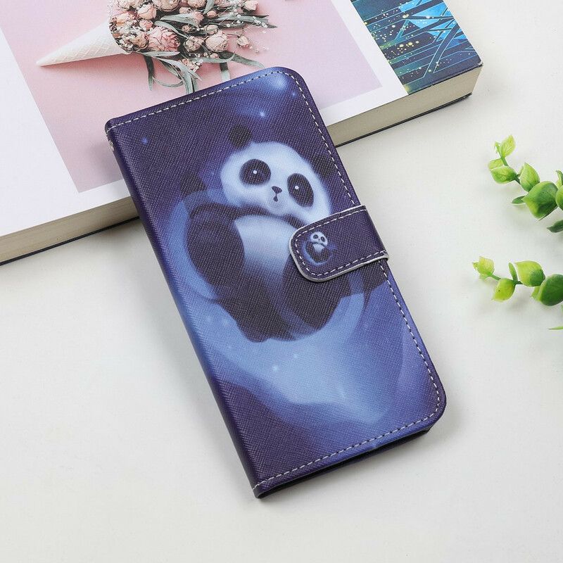 Kožené Puzdro iPhone 12 Mini Panda Space So Šnúrkou