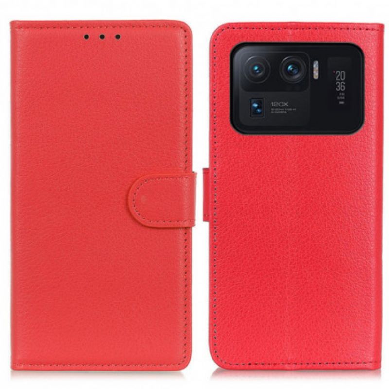 Kožené Puzdro Xiaomi Mi 11 Ultra Klasická Liči Z Umelej Kože