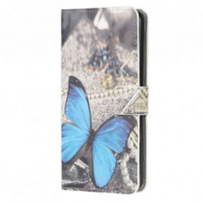 Kožené Puzdro Samsung Galaxy A22 5G Butterfly Prestige Blue