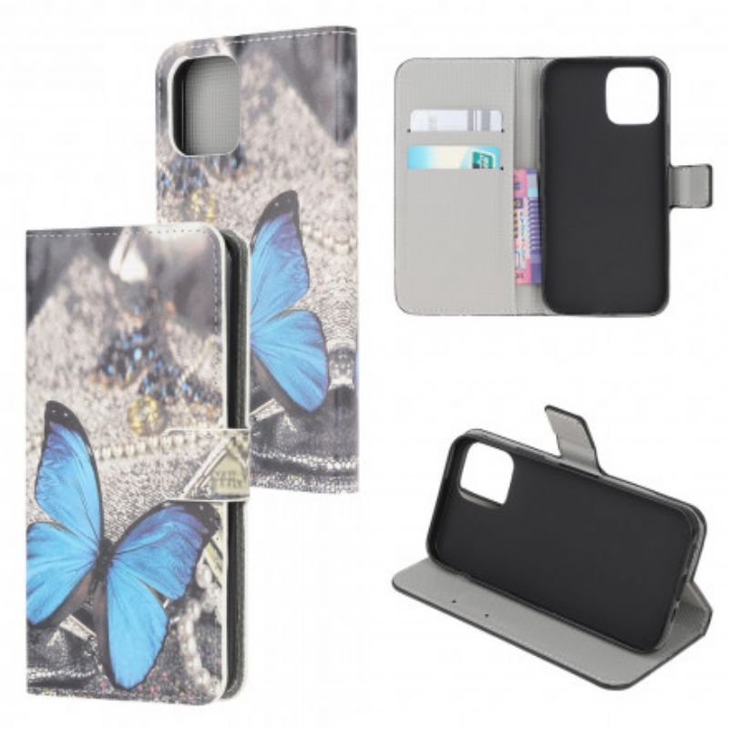 Kožené Puzdro Samsung Galaxy A22 5G Butterfly Prestige Blue