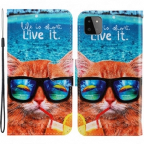 Kožené Puzdro Samsung Galaxy A22 5G Cat Live It Strappy