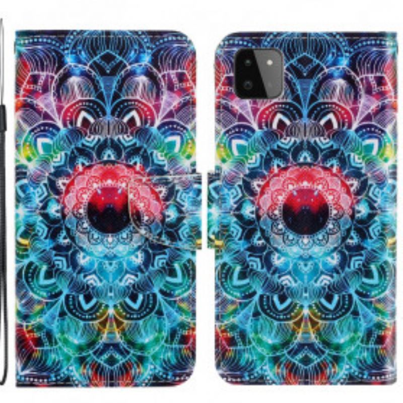 Kožené Puzdro Samsung Galaxy A22 5G Okázalá Strappy Mandala