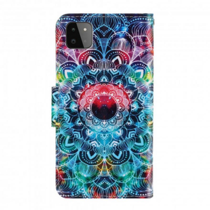 Kožené Puzdro Samsung Galaxy A22 5G Okázalá Strappy Mandala