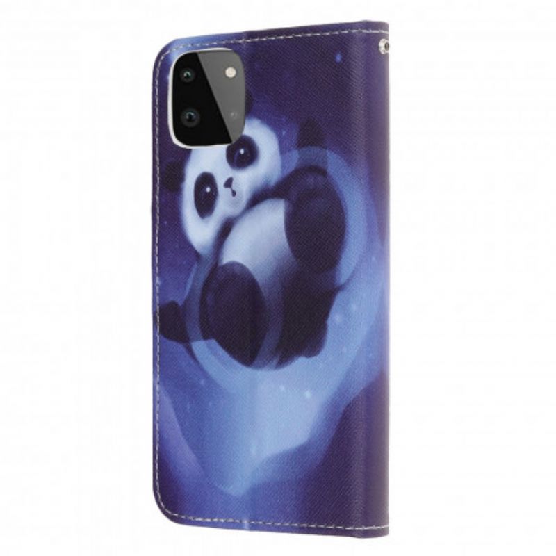 Kožené Puzdro Samsung Galaxy A22 5G Panda Space So Šnúrkou