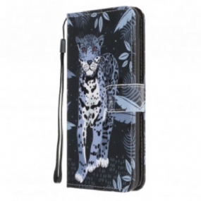 Kožené Puzdro Samsung Galaxy A22 5G Strappy Leopard