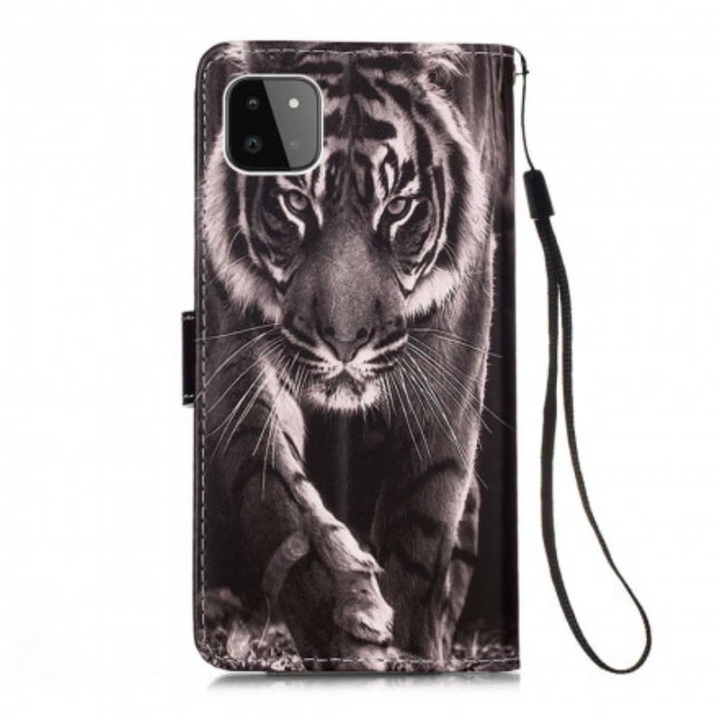 Peňaženkový Kryt Samsung Galaxy A22 5G Nočný Tiger